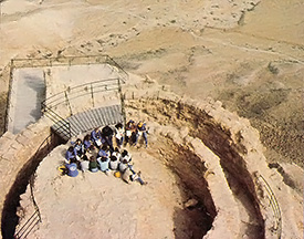 Aerial view of the fortress at Masada in Israel.